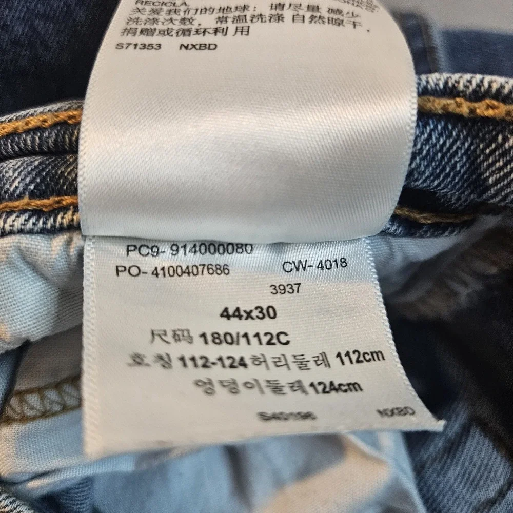 Levi Strauss Signature Gold Jeans Mens 44x30 Regular Fit Blue Denim Stretch‎